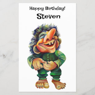 Scandinavische Funny Troll Illustratie Waterverf Flyer