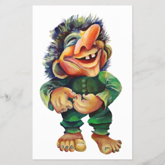 Scandinavische Funny Troll Illustratie Waterverf Flyer (Achterkant)