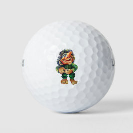 Scandinavische Funny Troll Illustratie Waterverf Golfballen