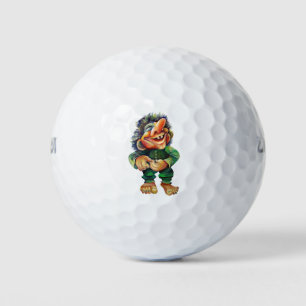 Scandinavische Funny Troll Illustratie Waterverf Golfballen