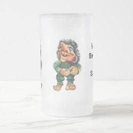 Scandinavische Funny Troll Illustratie Waterverf Matglas Bierpul
