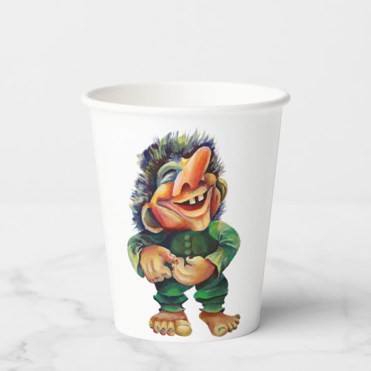 Scandinavische Funny Troll Illustratie Waterverf Papieren Bekers (Achterkant)