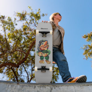 Scandinavische Funny Troll Illustratie Waterverf Persoonlijk Skateboard