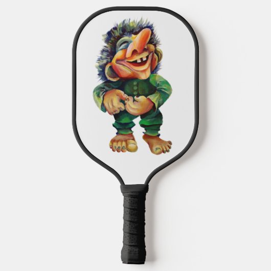 Scandinavische Funny Troll Illustratie Waterverf Pickleball Paddle (Achterkant)