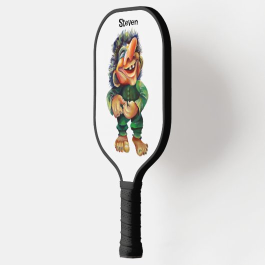 Scandinavische Funny Troll Illustratie Waterverf Pickleball Paddle (Links)