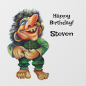 Scandinavische Funny Troll Illustratie Waterverf Raamsticker (Vel)