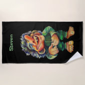 Scandinavische Funny Troll Illustratie Waterverf Strandlaken (Voorkant)