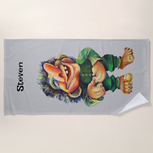 Scandinavische Funny Troll Illustratie Waterverf Strandlaken (Voorkant)