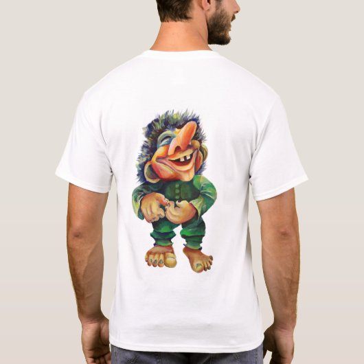 Scandinavische Funny Troll Illustratie Waterverf T-shirt (Achterkant)