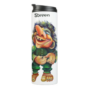 Scandinavische Funny Troll Illustratie Waterverf Thermosbeker