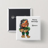 Scandinavische Funny Troll Illustratie Waterverf Vierkante Button 5,1 Cm (Voorkant /achterkant)