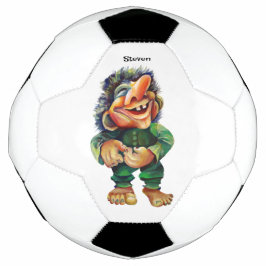 Scandinavische Funny Troll Illustratie Waterverf Voetbal