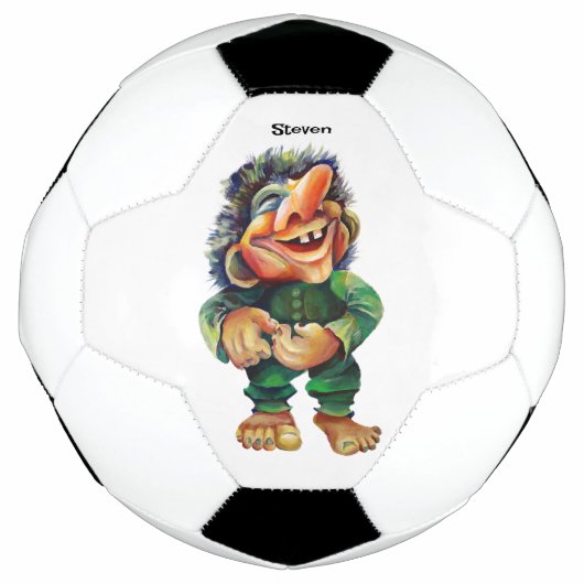 Scandinavische Funny Troll Illustratie Waterverf Voetbal (Voorkant)