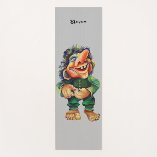 Scandinavische Funny Troll Illustratie Waterverf Yogamat (Voorkant)