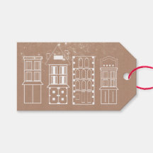 Scandinavische gebouwen op Kraft Gift Label