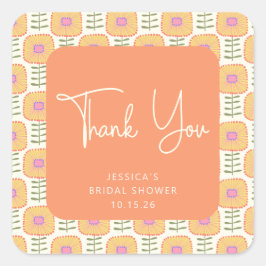 Scandinavische gele Oranje ventilatorschoen Dank u Vierkante Sticker