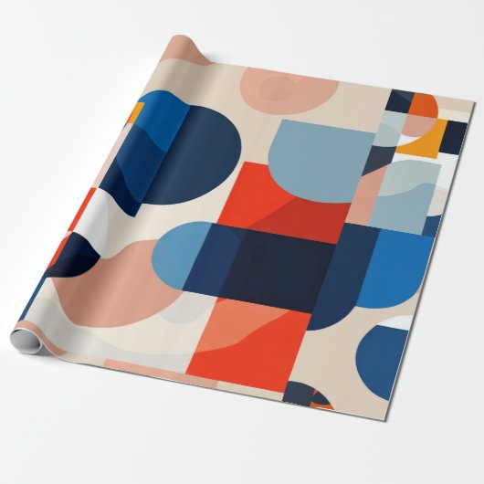 Scandinavische geometrische Abstracte kunst uit he Cadeaupapier (Uitgerold)