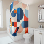 Scandinavische geometrische Abstracte kunst uit he Douchegordijn (In situ)