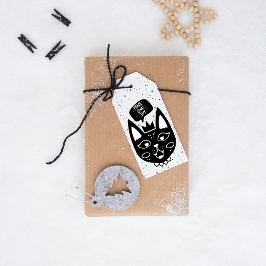 Scandinavische gezegde vrede, liefde, vreugde cadeaulabel