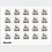 Scandinavische Gnome in Baby Blue Waterverf Vierkante Sticker (Vel)