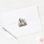 Scandinavische Gnome in Baby Blue Waterverf Vierkante Sticker (Envelop)