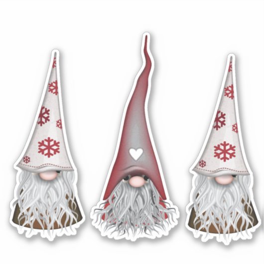 Scandinavische Gnome Kerst stickers (Voorkant)