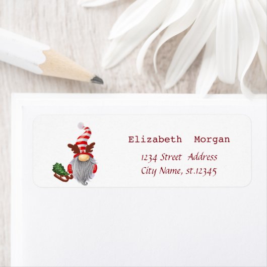 Scandinavische gnome Sleigh Pine Tree Etiket (Insitu)