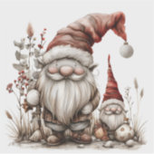 Scandinavische Gnomes Rode Waterverf Santa Kleding Sticker (Voorkant)