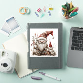 Scandinavische Gnomes Rode Waterverf Santa Kleding Sticker (iPad Cover)