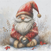Scandinavische Gnomes Rode Waterverf Santa Kleding Sticker (Voorkant)