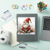 Scandinavische Gnomes Rode Waterverf Santa Kleding Sticker (iPad Cover)
