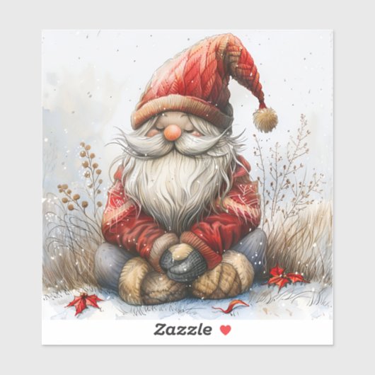 Scandinavische Gnomes Rode Waterverf Santa Kleding Sticker (Vel)