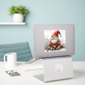 Scandinavische Gnomes Rode Waterverf Santa Kleding Sticker (Laptop op bureau)