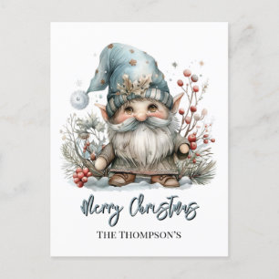 Scandinavische Gnoom in Baby Blue Christmas Briefkaart