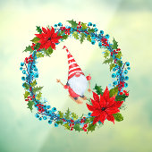 Scandinavische gnoomskier in een kerstmis met viny raamsticker (Vel 3)