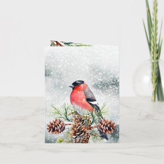 Scandinavische God Jul Julefugl Kottar Röda Bär Feestdagen Kaart (Achterkant)