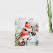 Scandinavische God Jul Julefugl Kottar Röda Bär Feestdagen Kaart (Voorkant)