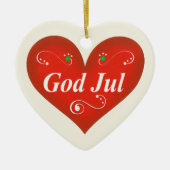 Scandinavische God jul Kersthart Keramisch Ornament (Voorkant)
