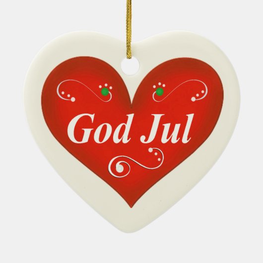 Scandinavische God jul Kersthart Keramisch Ornament (Achterkant)