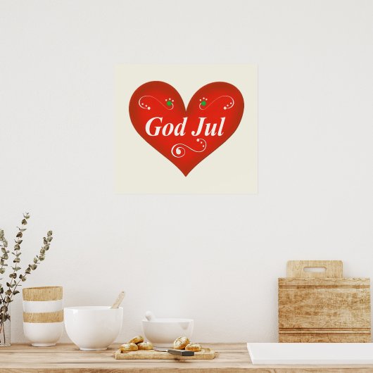 Scandinavische God jul Kersthart Poster (Keuken)
