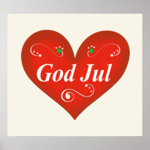 Scandinavische God jul Kersthart Poster