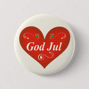 Scandinavische God jul Kersthart Ronde Button 5,7 Cm