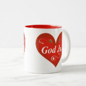 Scandinavische God jul Kersthart Tweekleurige Koffiemok (Voorkant rechts)