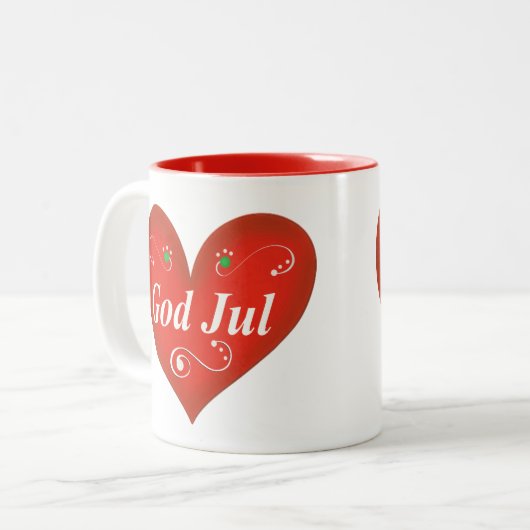 Scandinavische God jul Kersthart Tweekleurige Koffiemok (Voorkant links)