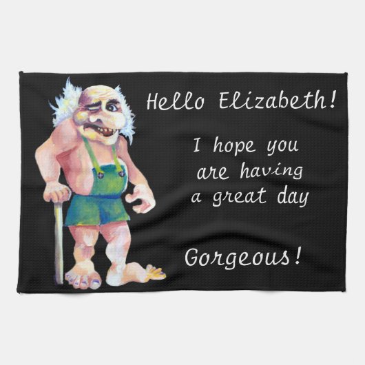 Scandinavische grappig uitziende LoveTroll Theedoek (Horizontaal)