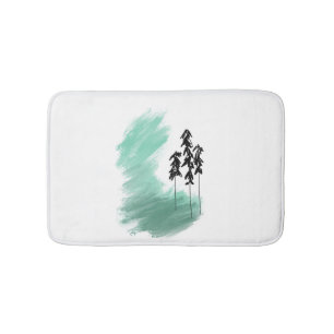 Scandinavische groene boom kunst eenvoudig modern badmat