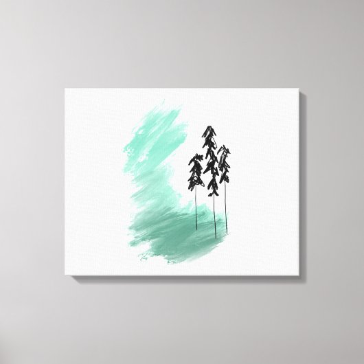 Scandinavische groene boom kunst eenvoudig modern canvas afdruk (Voorkant)