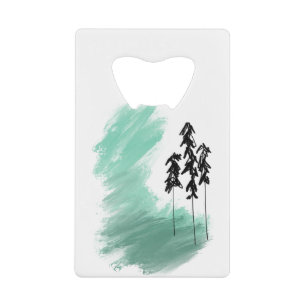 Scandinavische groene boom kunst eenvoudig modern creditkaart flessenopener