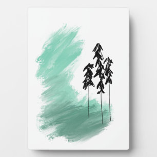 Scandinavische groene boom kunst eenvoudig modern fotoplaat