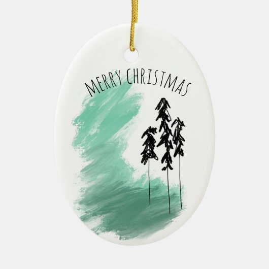 Scandinavische groene boom kunst eenvoudig modern  keramisch ornament (Voorkant)